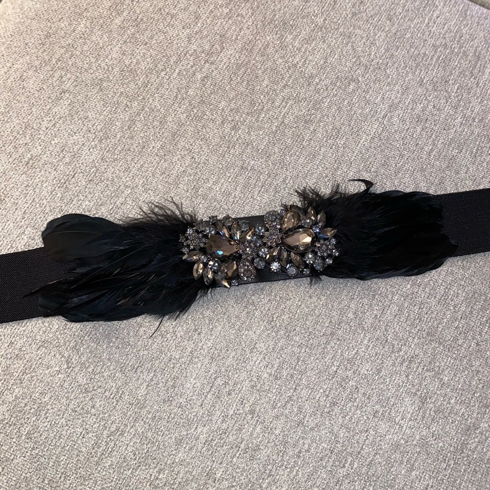 Tasha Crystal and Feather Stretch Belt
